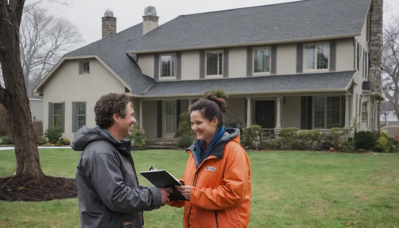 A homeowner talking with a tree provider in the Quogue area