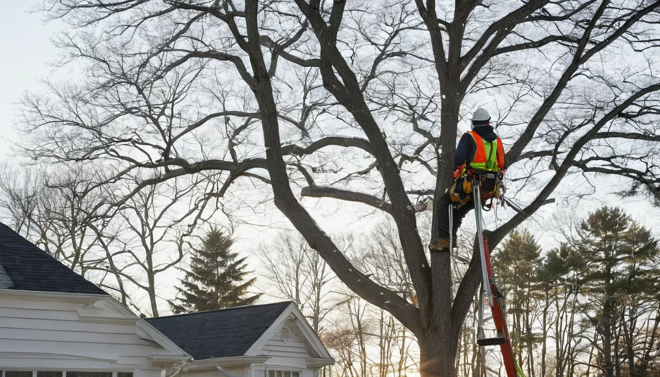 A local tree removal provider working near a home in Quogue